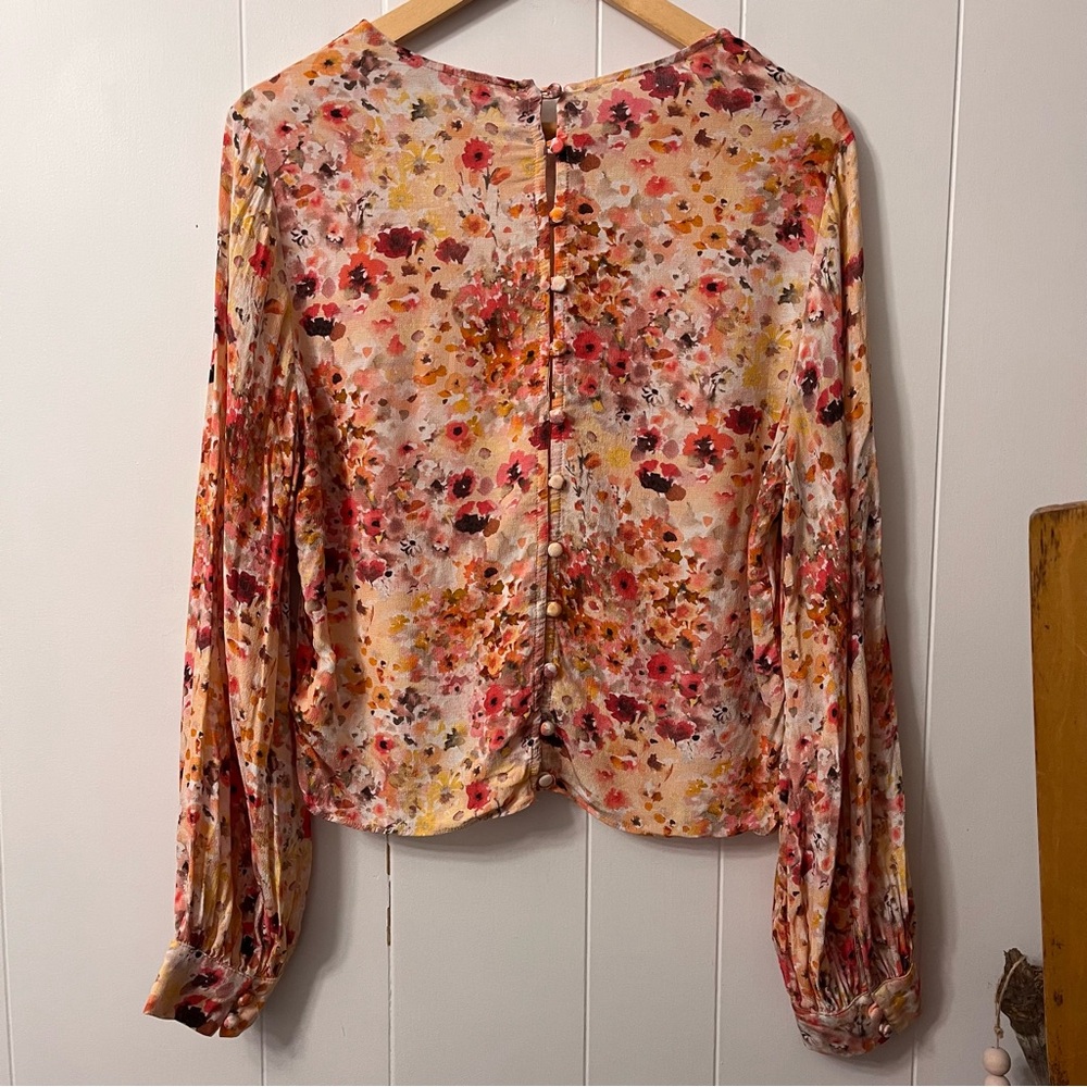 Favorite Daughter The Faye Shirt Button Back Floral Blouse Pink Anthropologie - Picture 12 of 14
